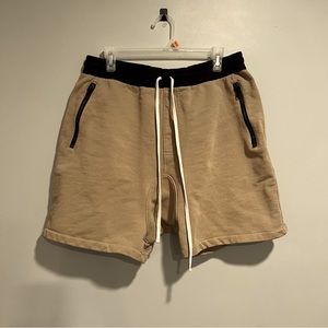Fear of God FOG Essentials Drawstring Shorts - Chinchilla / Black - Size Large